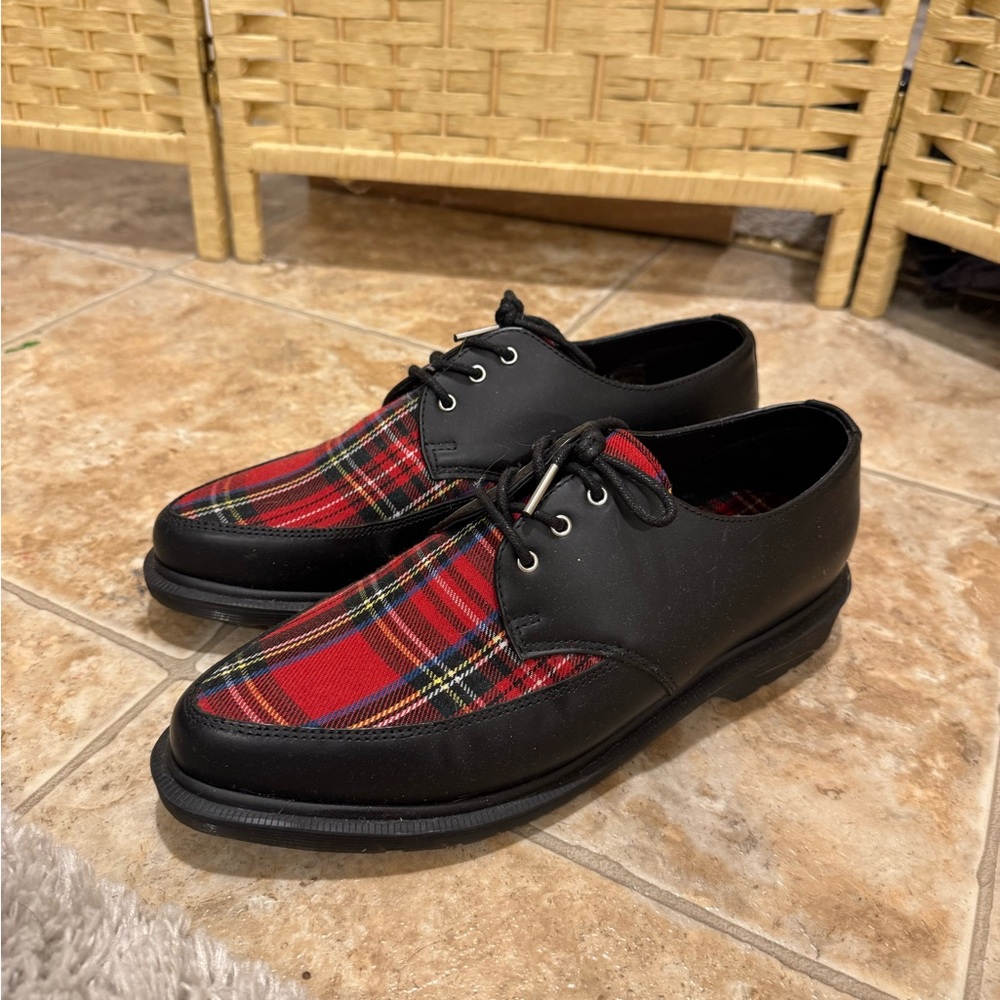 Dr Marten’s Black and Red Plaid Men's Shoes